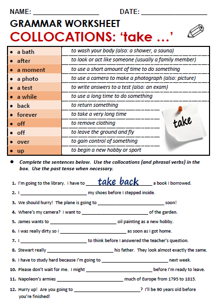 Collocations with 'Take' - All Things Grammar