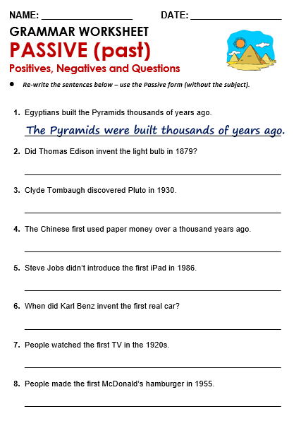 Grammar Worksheet Passive With Present Simple Example Worksheet Solving