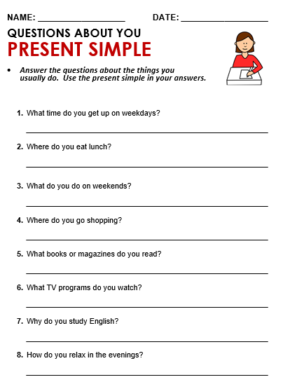 Present Tense Questions Worksheet